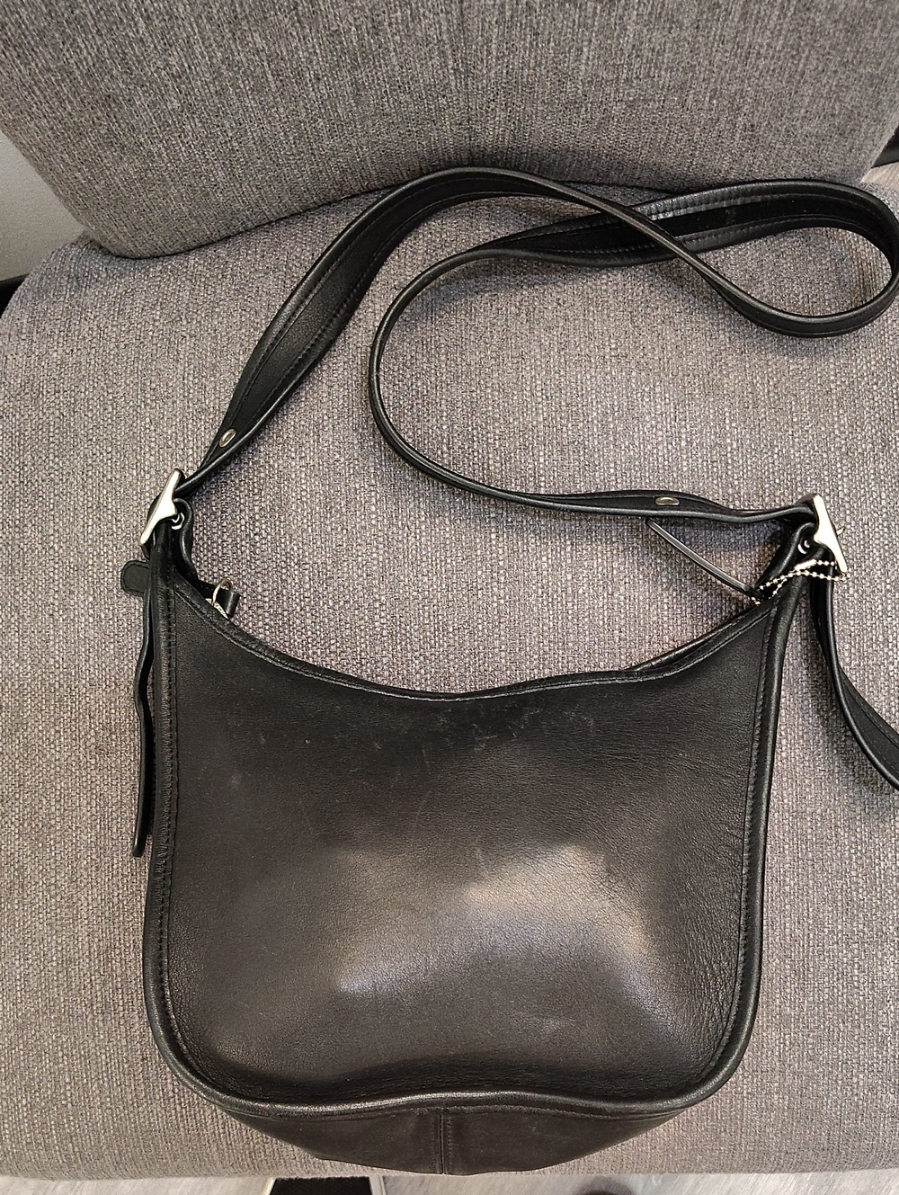 Coach Black Leather Shoulder Bag with Adjustable Strap